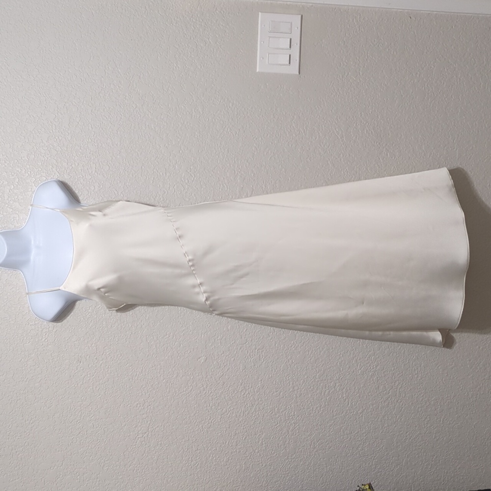 Express cream ivory satin sleeveless midi slip dress